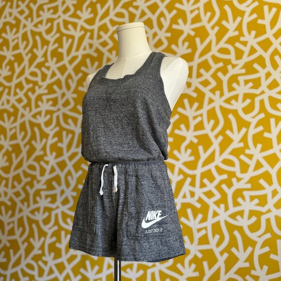 Nike Grey Racerback Cotton Tank Romper 3" Shorts - XS - Picture 1 of 3